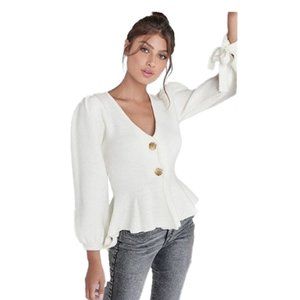 Venus Peplum Cardigan in Off-White NWOT
